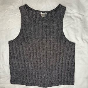 Bozzolo Charcoal Ribbed Knit Cropped Tank Top